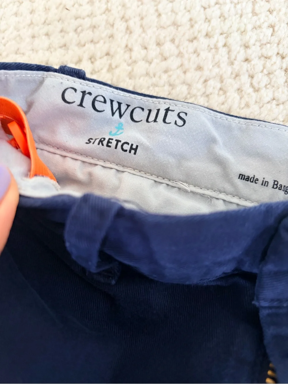 Crewcuts Navy Chino Pants with Orange Corgi Embroidery